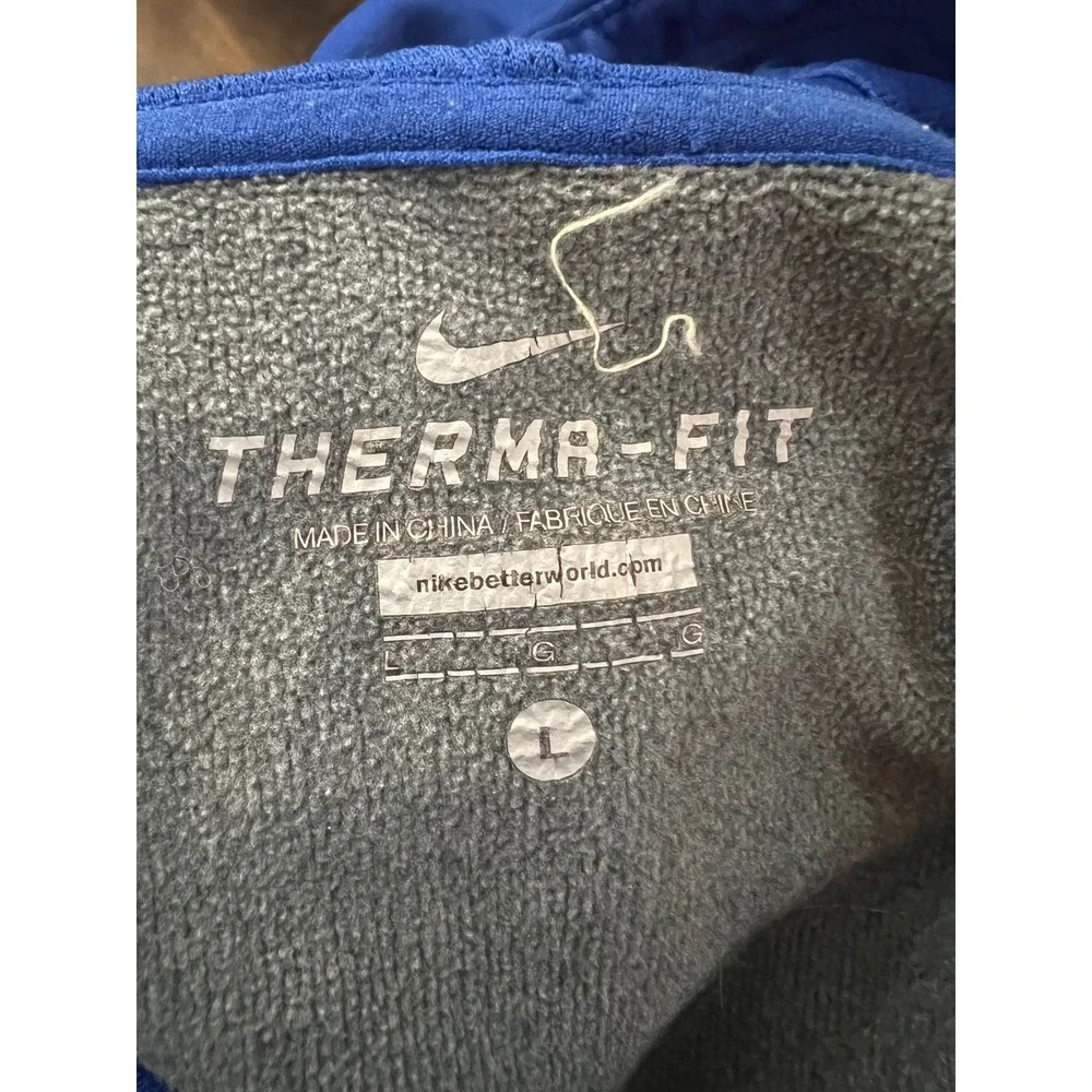Nike Therma-FIT Boys Hoodie Grey Blue Just Do It Pullover Sweatshirt Size Large